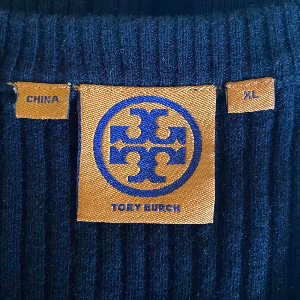 Tory Burch Black Ribbed Cashmere Blend Sweater Size XL - Picture 11 of 13